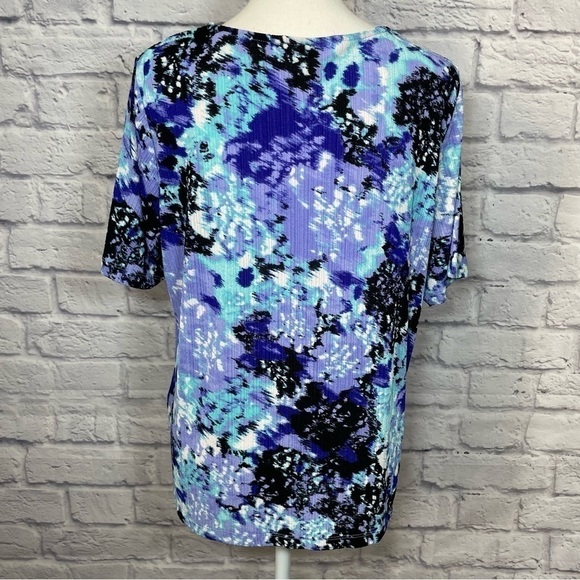 Tanjay Petite Short Sleeve Abstract Multi Color Top Size Medium Petite - Picture 7 of 11